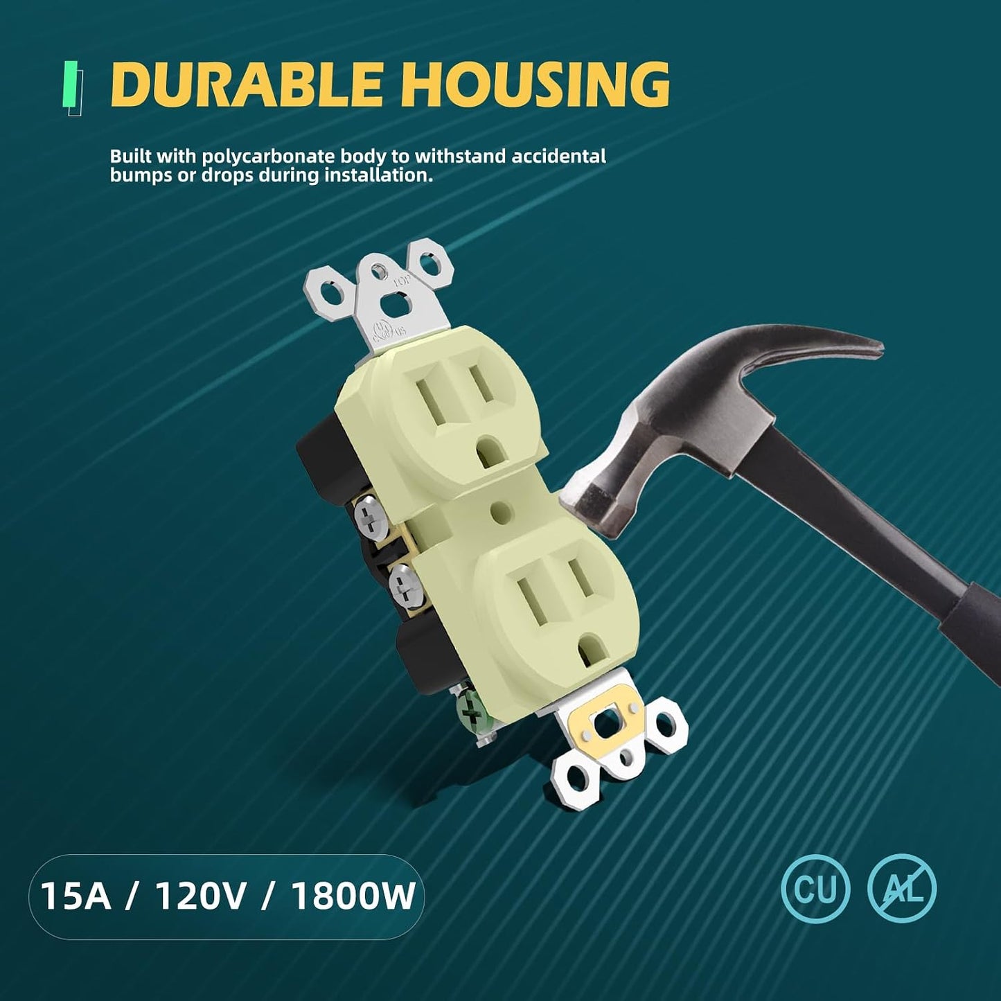 Tomas pared dobles 15A uso comercial 2 polos 3 cables