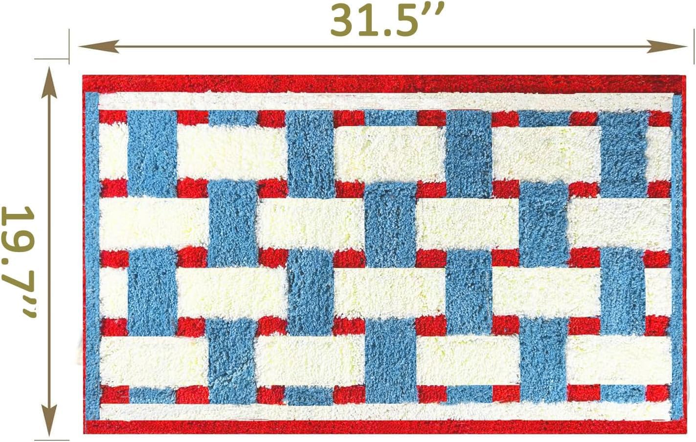 Tapete baño absorbente cuadros azules antideslizante bandera EE.UU.