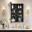 Botiquín baño negro 20x30" con espejo y estantes