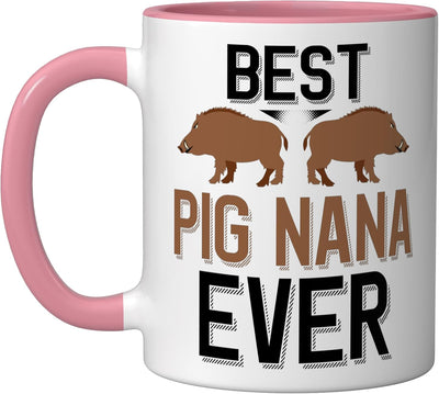 Taza Cerámica Caza Cerdo Rosa/Blanco
