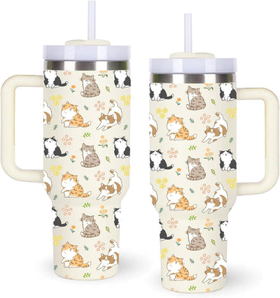 Vaso 40oz con asa regalo para amantes de gatos