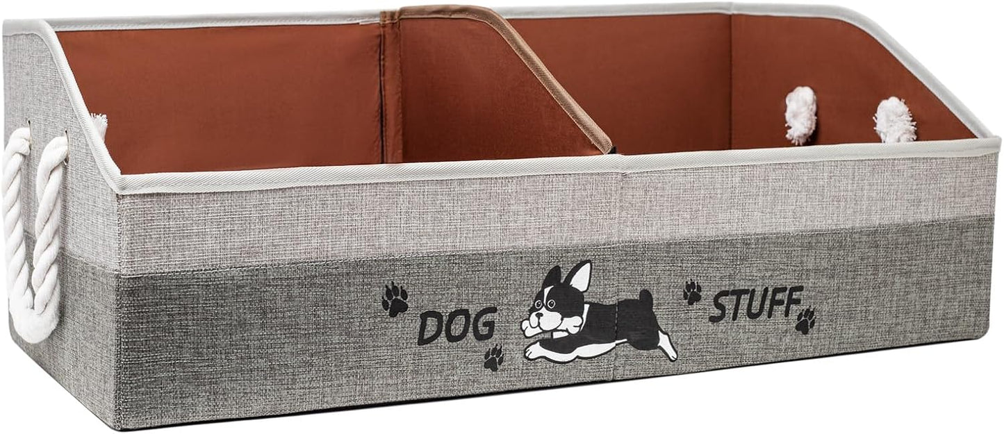 Cesta plegable para juguetes perros con asas gris café