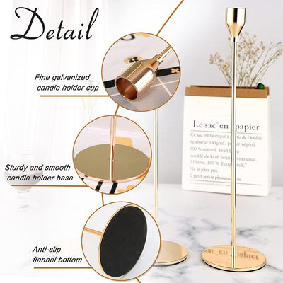 6 Portavelas Oro Miel Soportes Altos Candelabros