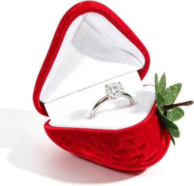 Caja anillos en forma de fresa para regalo