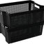 Cesta almacenamiento grande apilable negro set 2