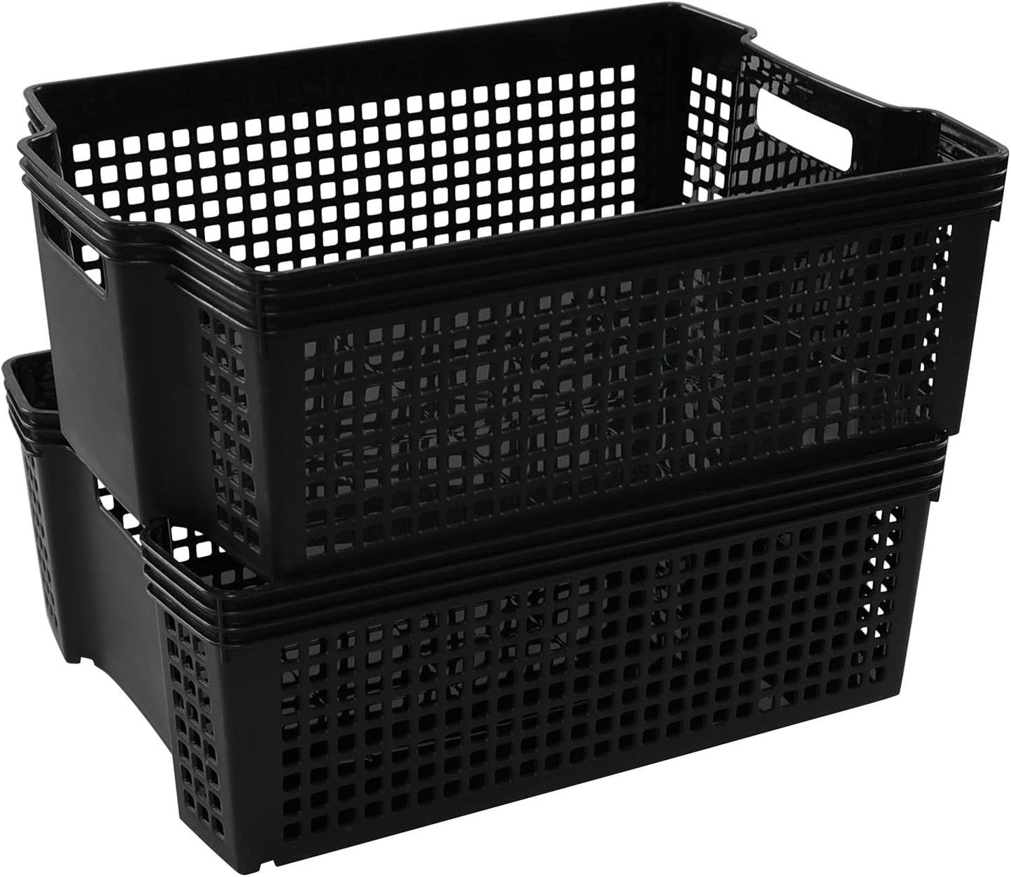 Cesta almacenamiento grande apilable negro set 2