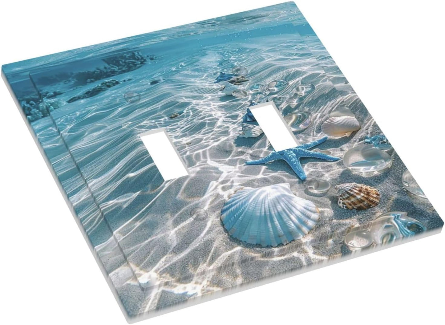 Placas decorativas interruptores azul océano conchas 2 gang doble