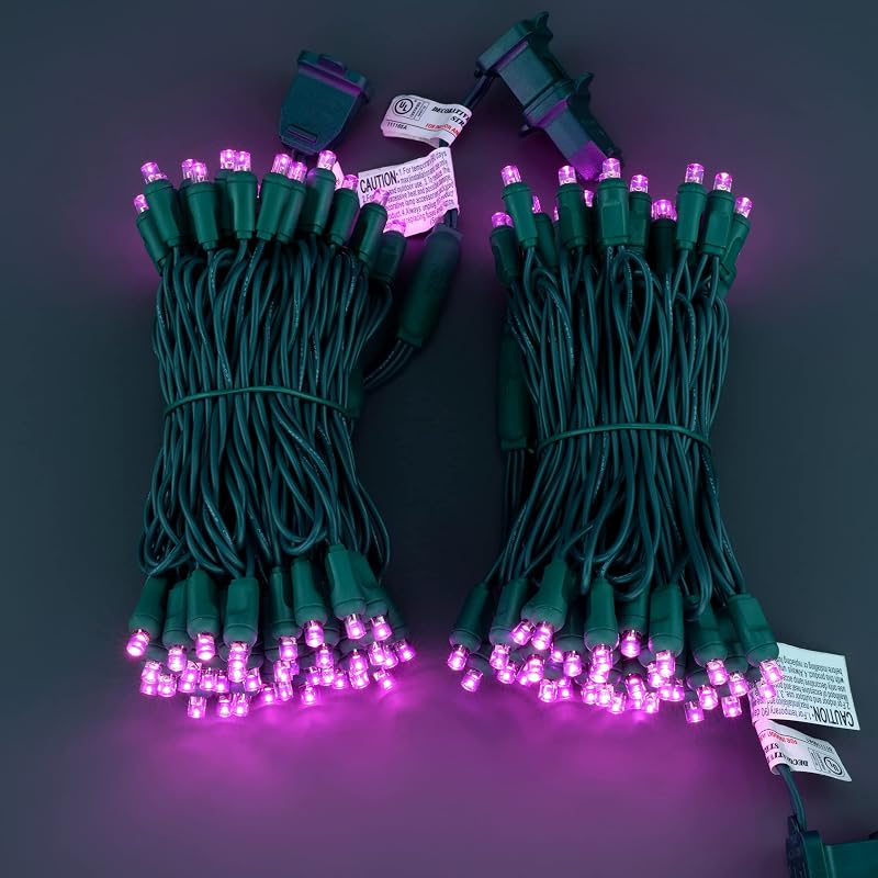 Tira luces Navidad rosa 140 LED 48 ft impermeable UL