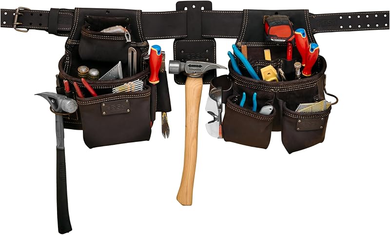 Cinturón herramientas cuero para hombre con bolsas 34-44