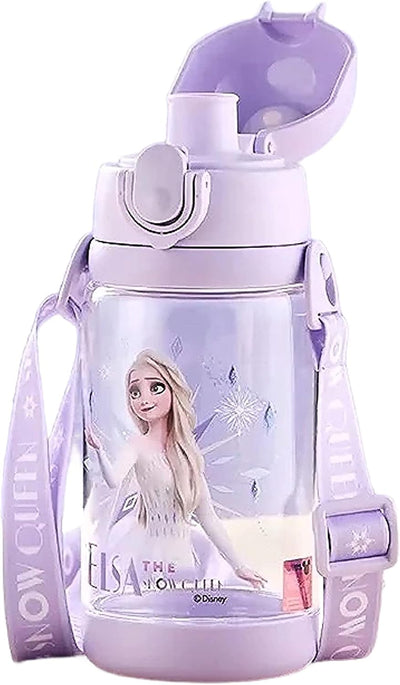 Botella agua Elsa doble cubierta pajita correa 17.6oz Púrpura