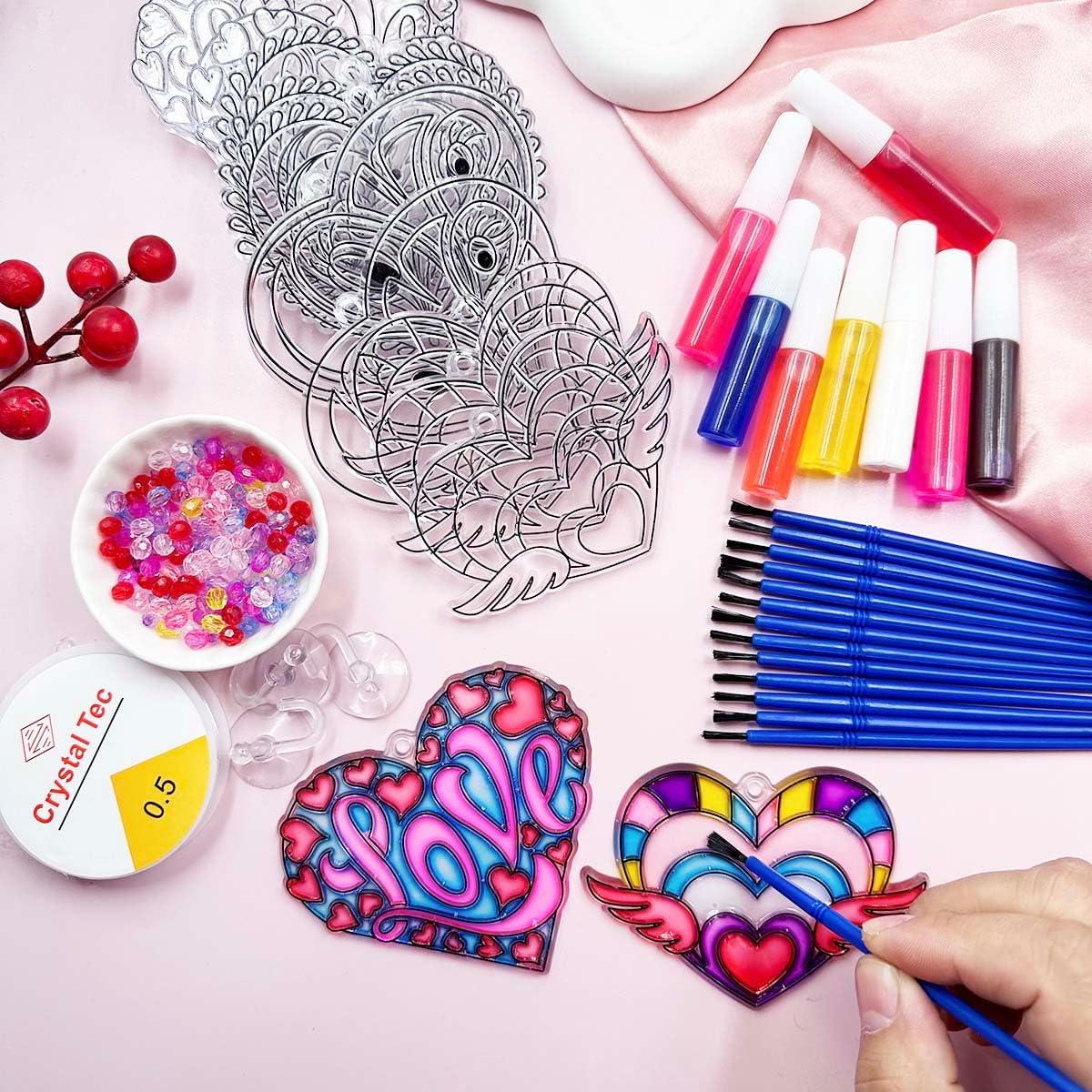 30 Set Atrapasoles Corazón San Valentín Pintura Ventana