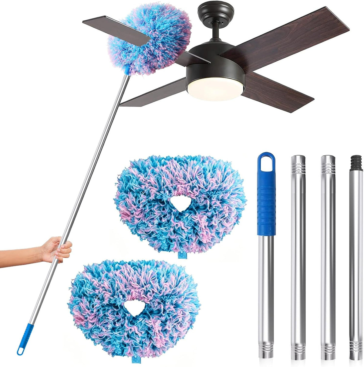 Limpiador ventilador techo 13-50pulg set 2 microfibra reutilizables