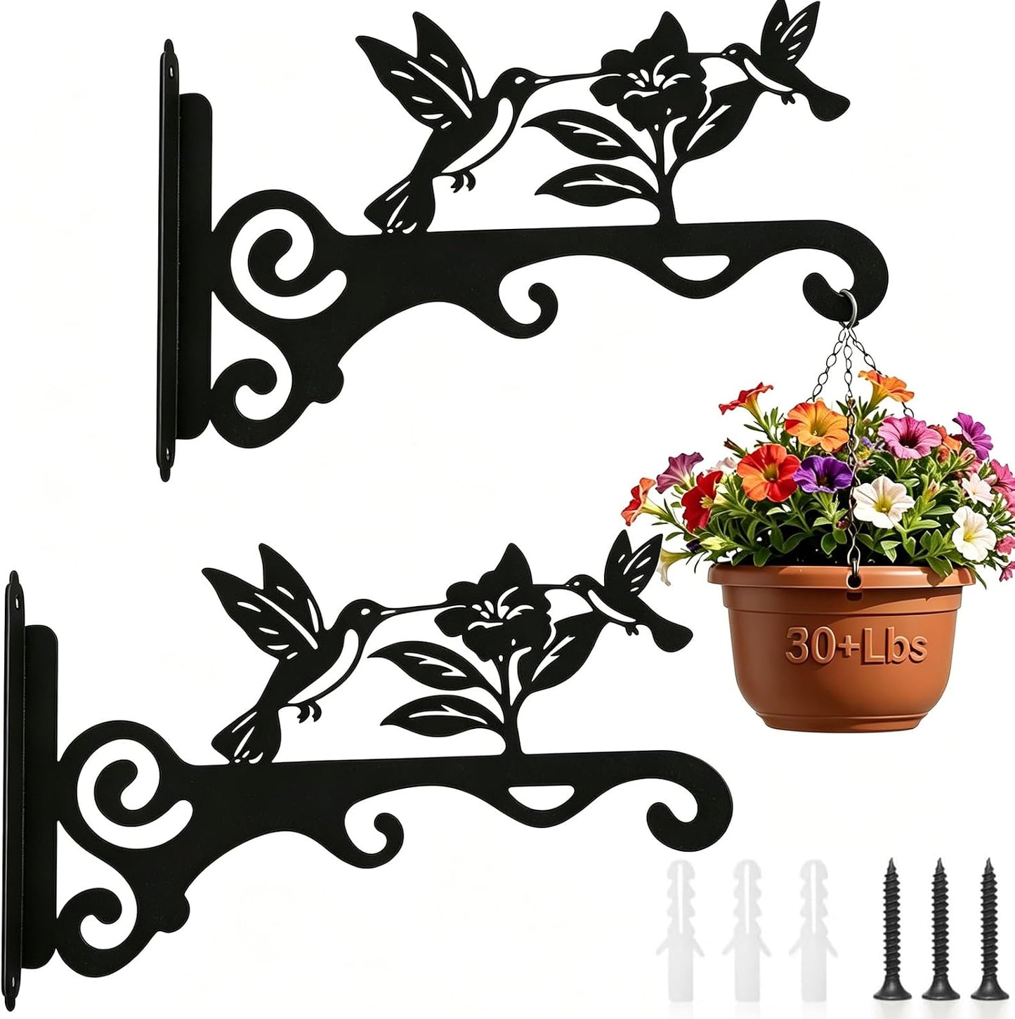 2 Ganchos Metal 12pulg Pájaros Soporte Resistente Oxido