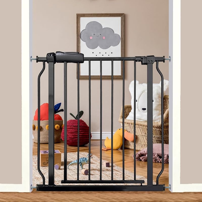 Puerta bebé para escaleras y mascotas 29-34" color negro