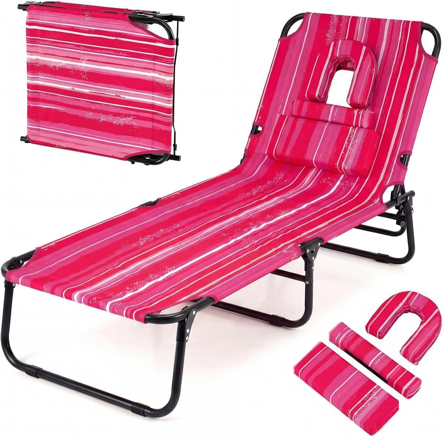 Silla bronceadora ajustable 350lb plegable con correa