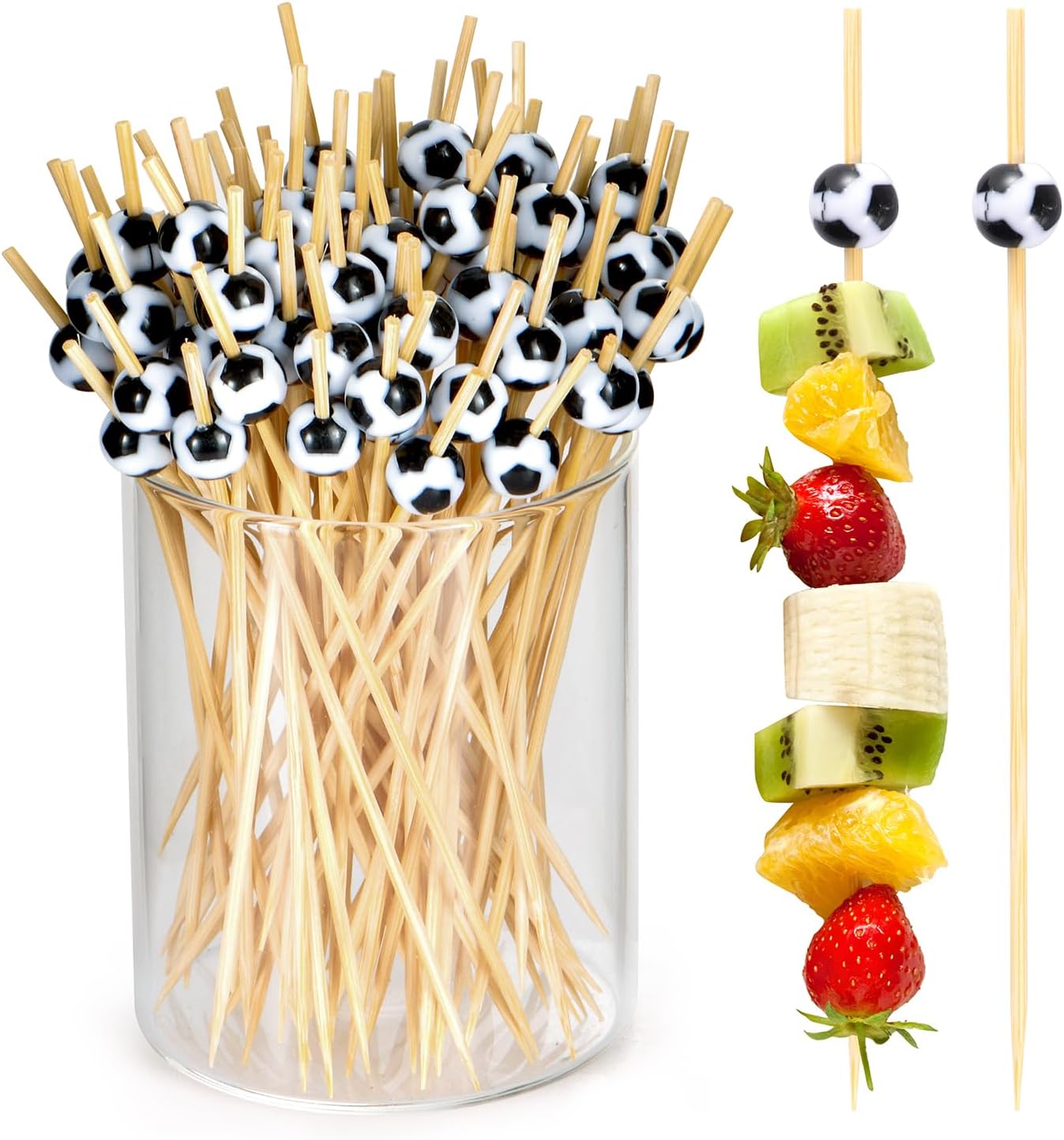100 Palillos Fútbol 4.7pulg para Aperitivos y Fiesta Negro