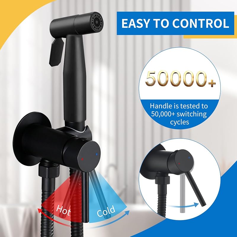 Pulverizador bidé negro acero inox ajustable 2 modos