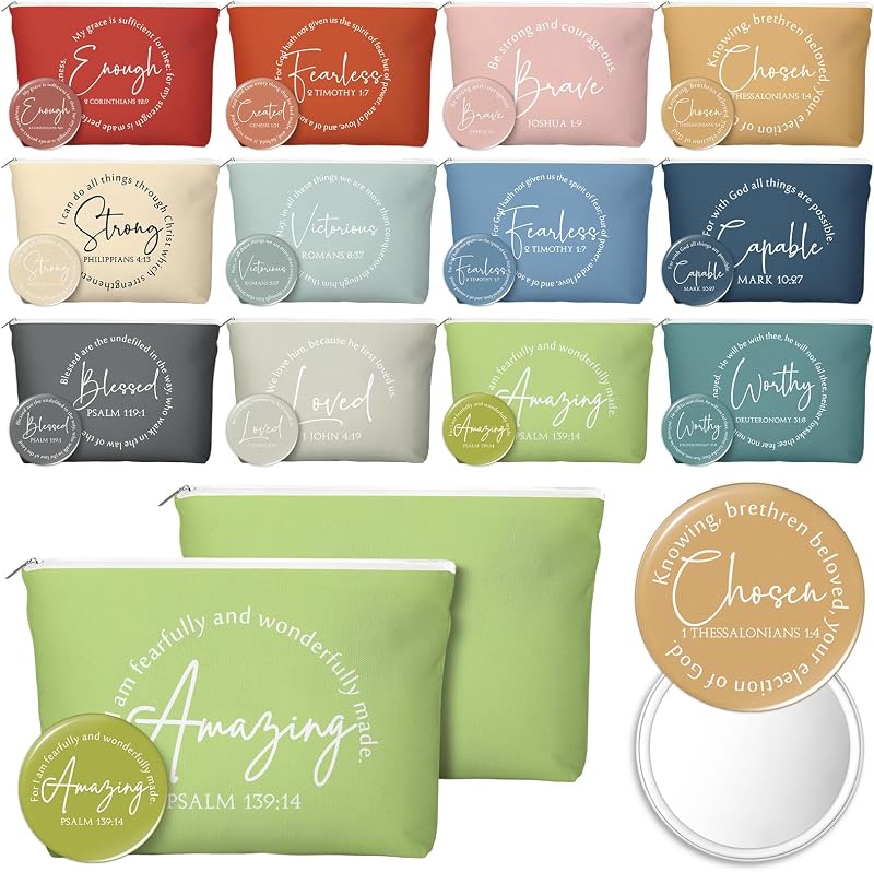 12 Set Regalos Cristianos para Mujer Espejos y Maquillaje