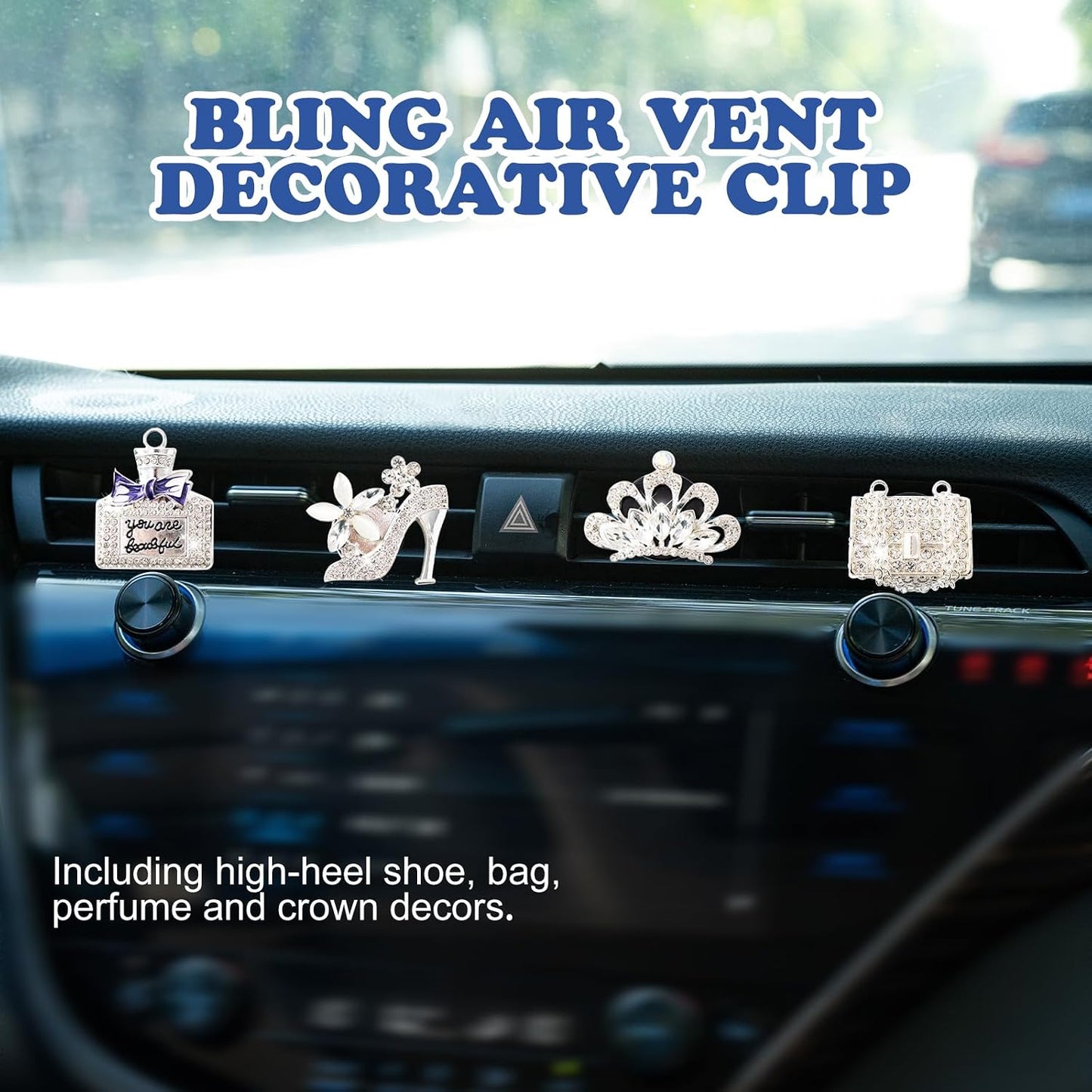 4 Pzas Clips Ventilación con Ambientador Forma Tacón Cristal