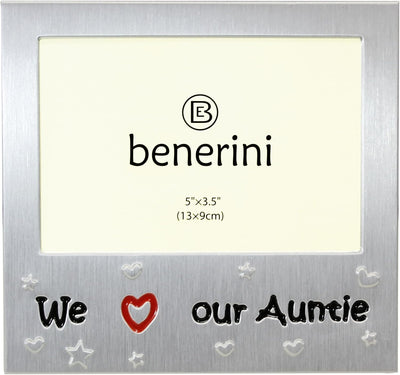 Marco fotos texto We Love Our Auntie 5x3.5pulg aluminio plateado