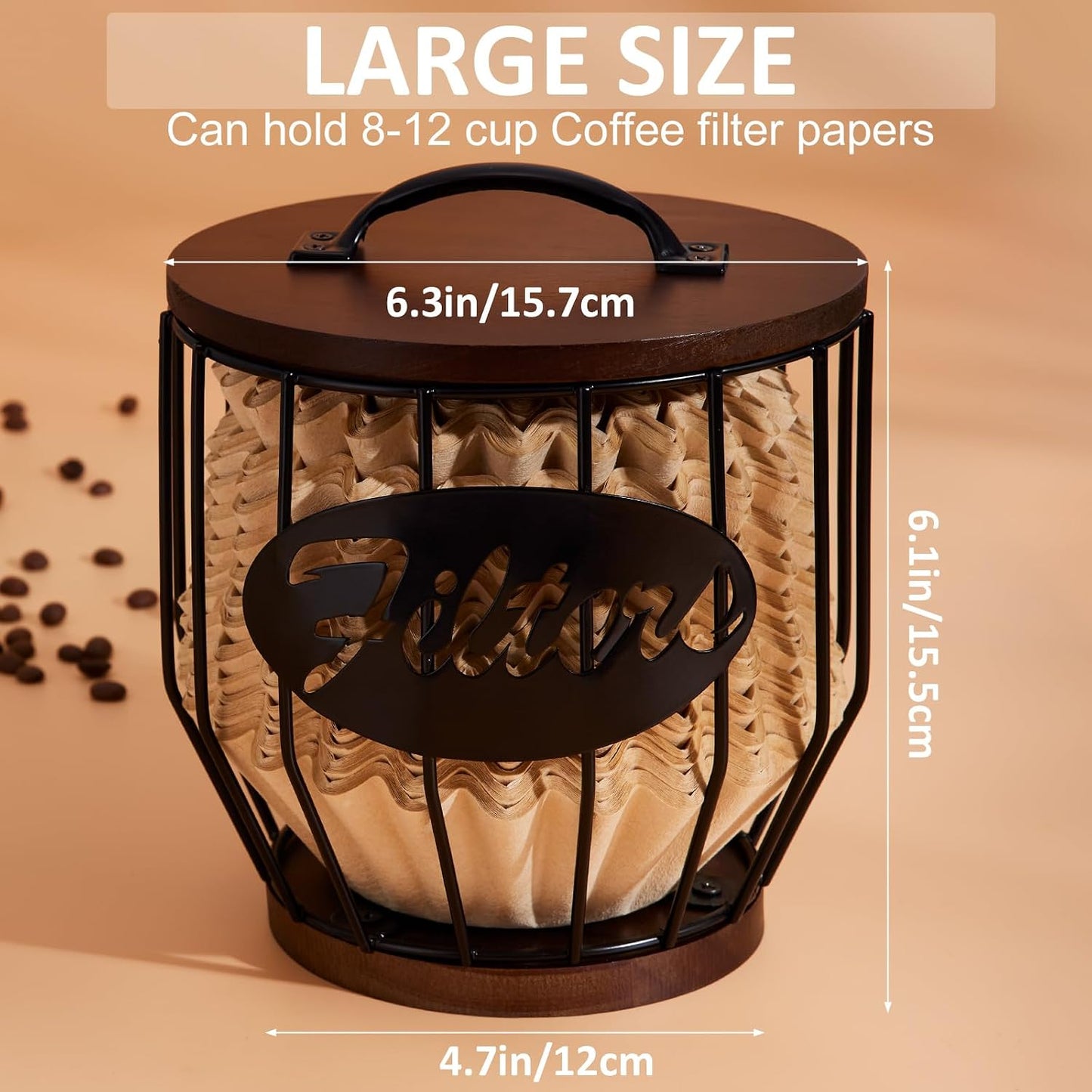 Soporte filtros café 8-12 tazas cesta alambre negro