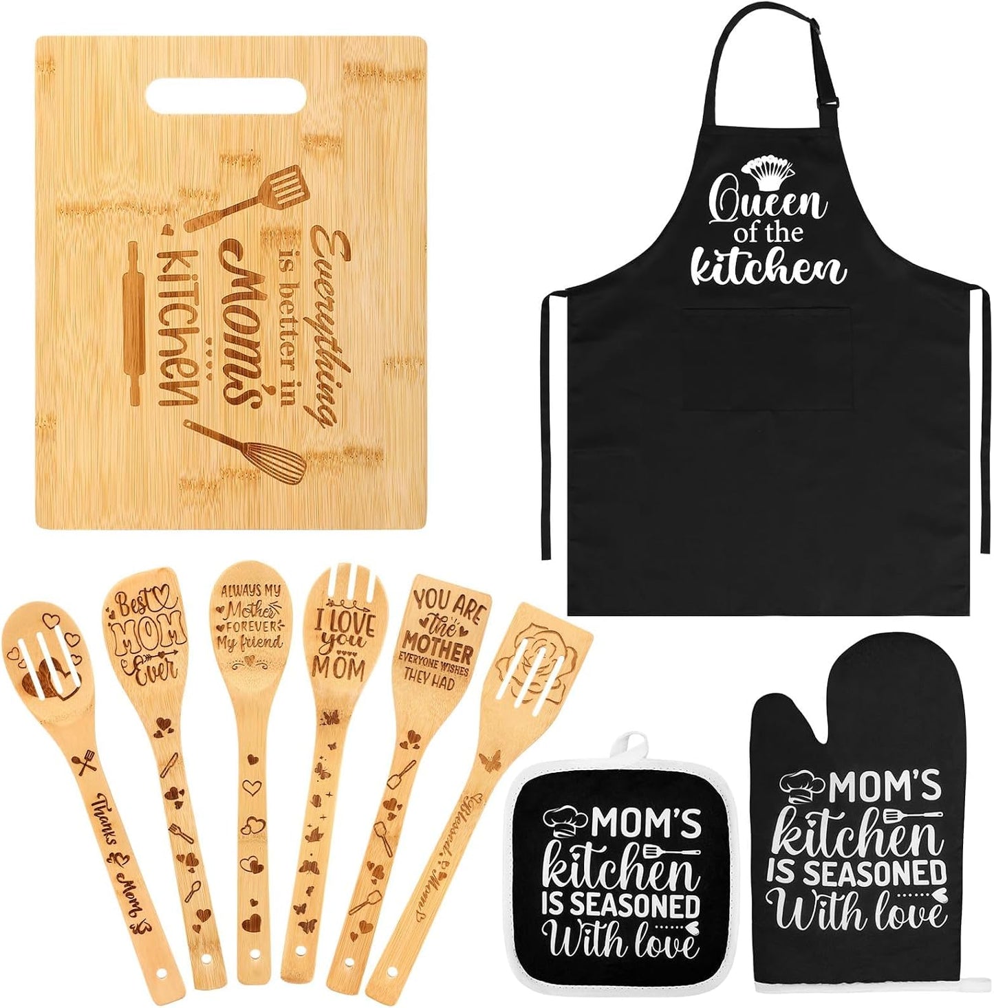 Regalos cocina para mamá tabla cortar madera delantal