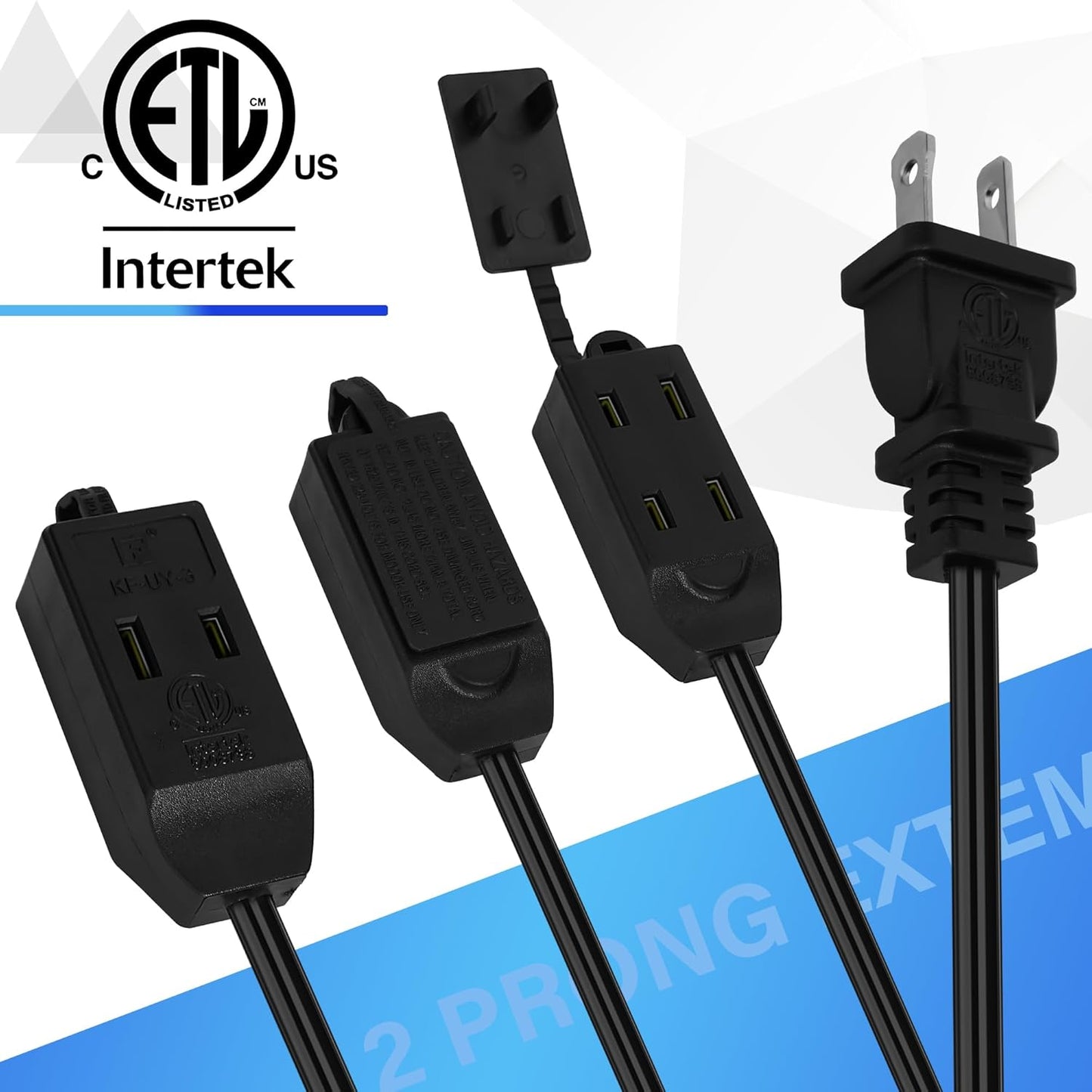 Cable extensión 15ft 2 clavijas 3 tomas ETL OFC