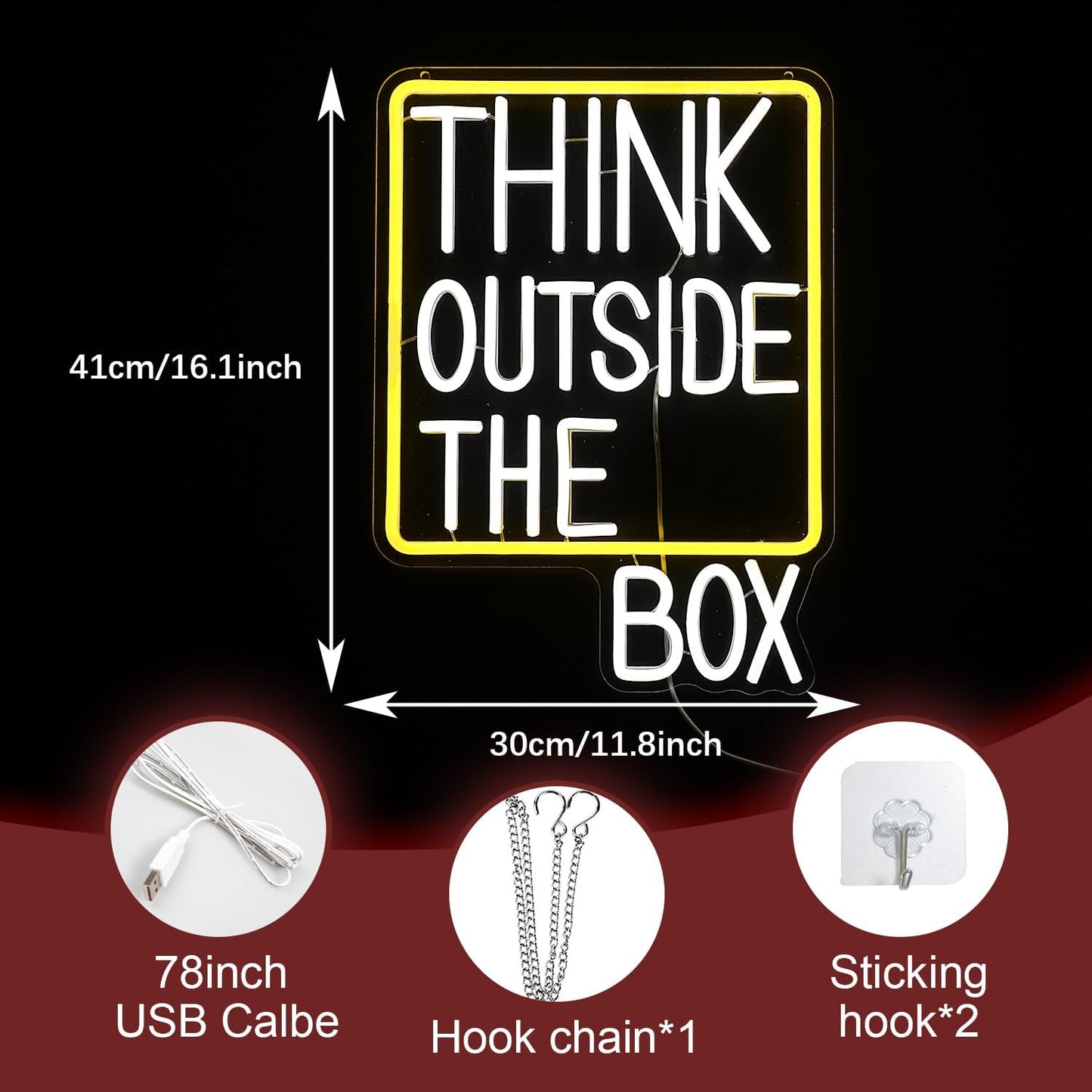 Letrero neón LED Think Outside The Box estudio