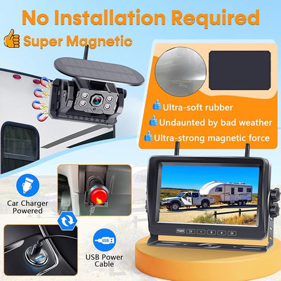 Cámara respaldo RV inalámbrica 7" 1080P HD con imán