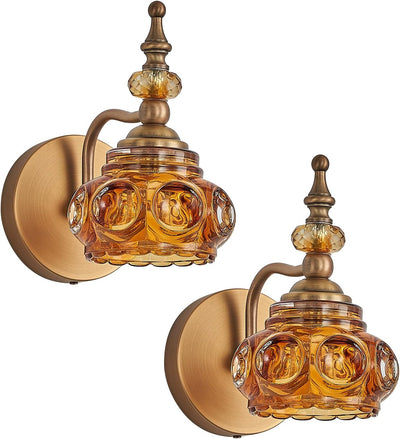 Apliques pared vintage pack 2 luces rosa ámbar resistente