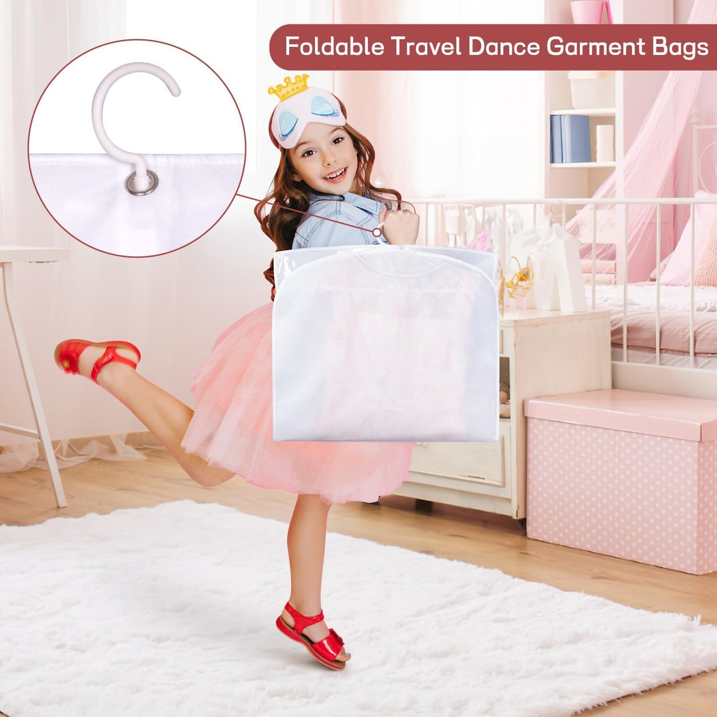 Bolsa ropa baile con 3 bolsillos transparentes cremallera
