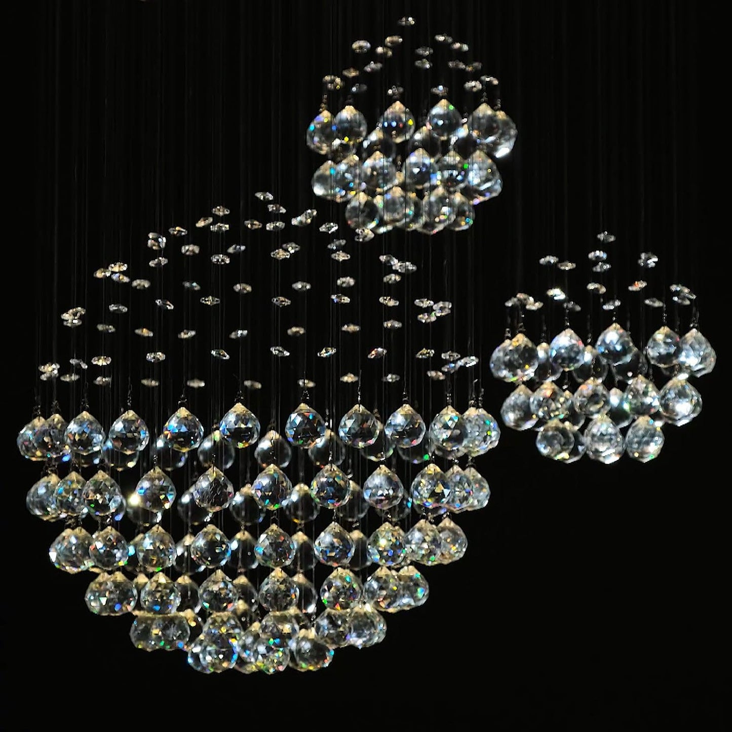 Candelabro esfera espiral cristal gota luz 31.5x110pulg