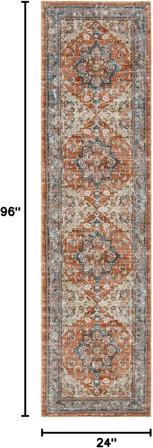 Alfombra pasillo antiderrap estilo bohemio 2x8ft