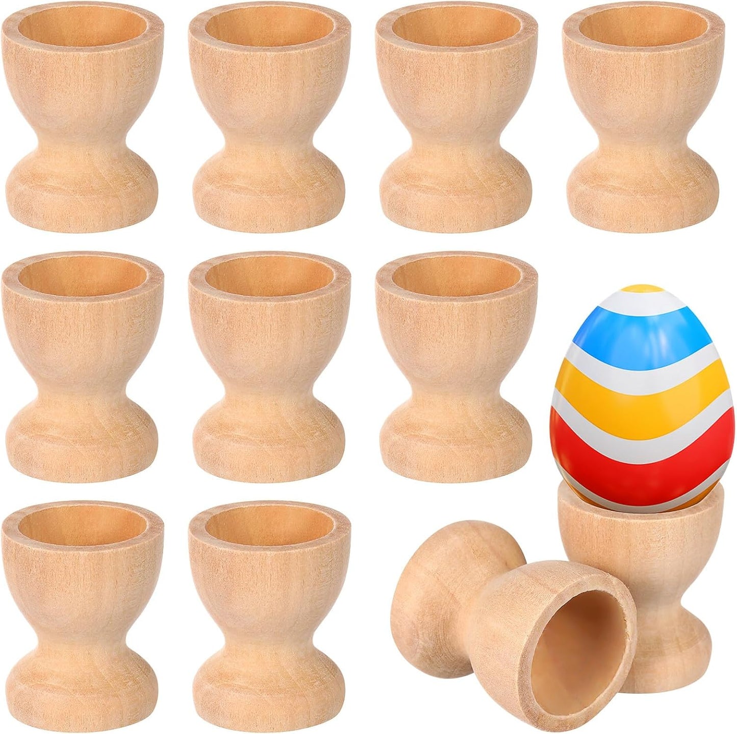 Soportes de madera para huevos pequeños de 1.3 pulgadas sin terminar