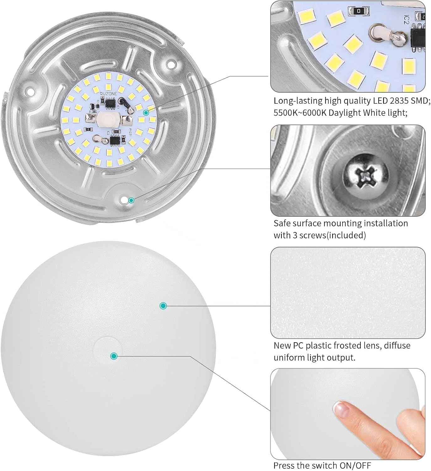 4 Luces LED para techo RV bote 12V montaje superficie