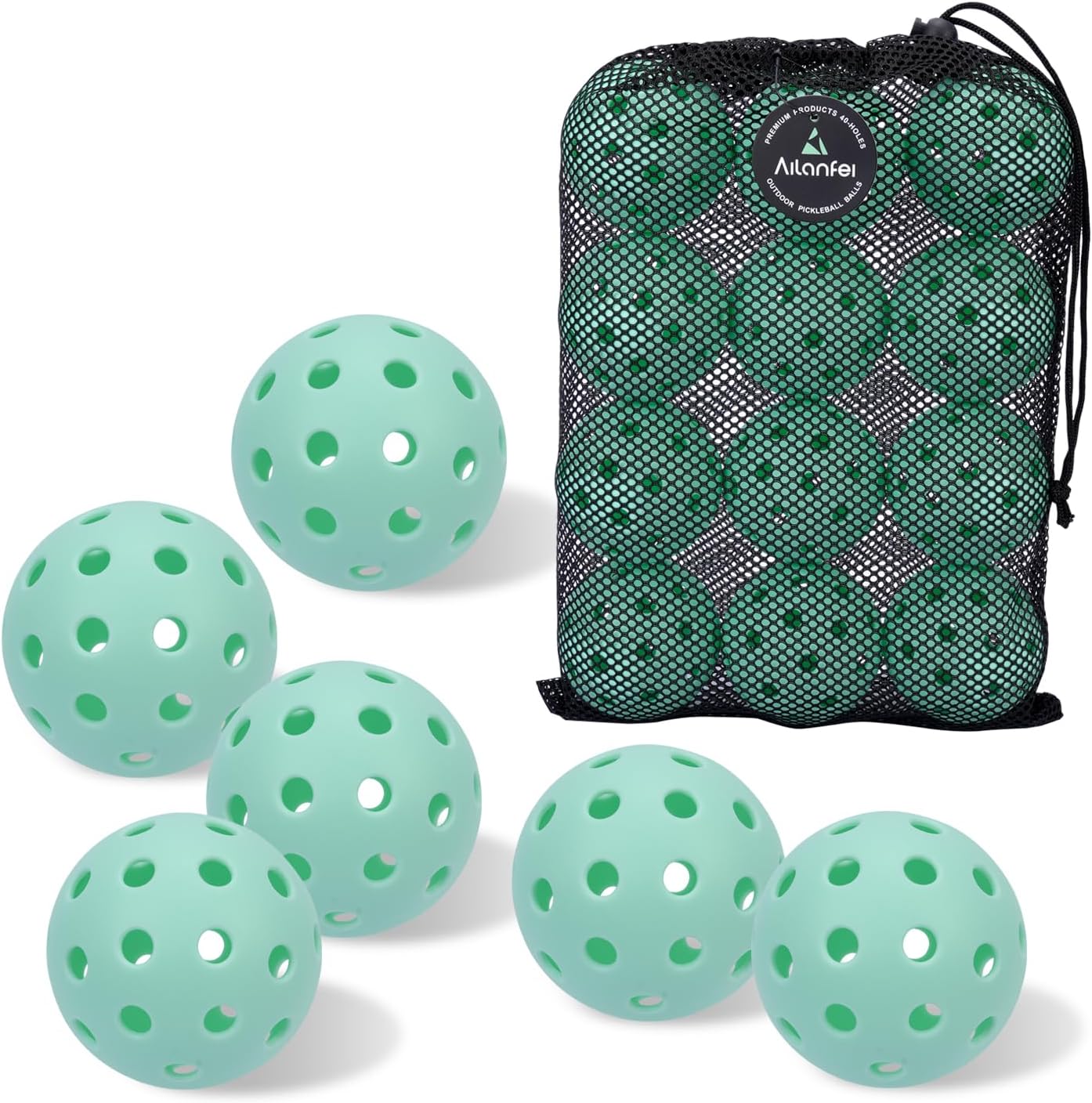 Bolas Pickleball 6 Pzas 40 Agujeros con Bolsa Resistentes
