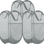 Cesta malla fuerte para ropa sucia con bolsillo gris