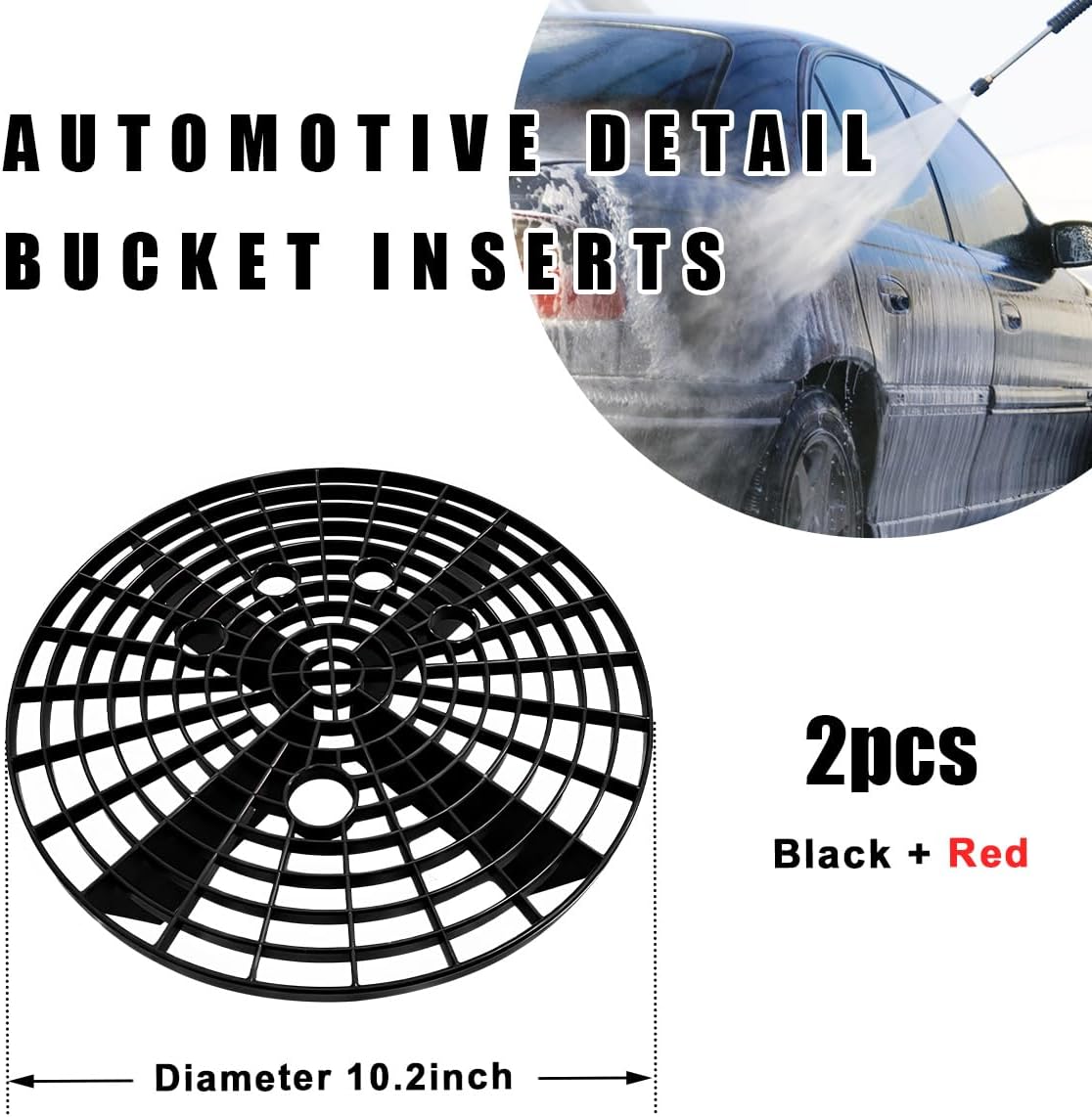 2 Pzas Inserto cubo lavado auto filtro arena 12" negro rojo