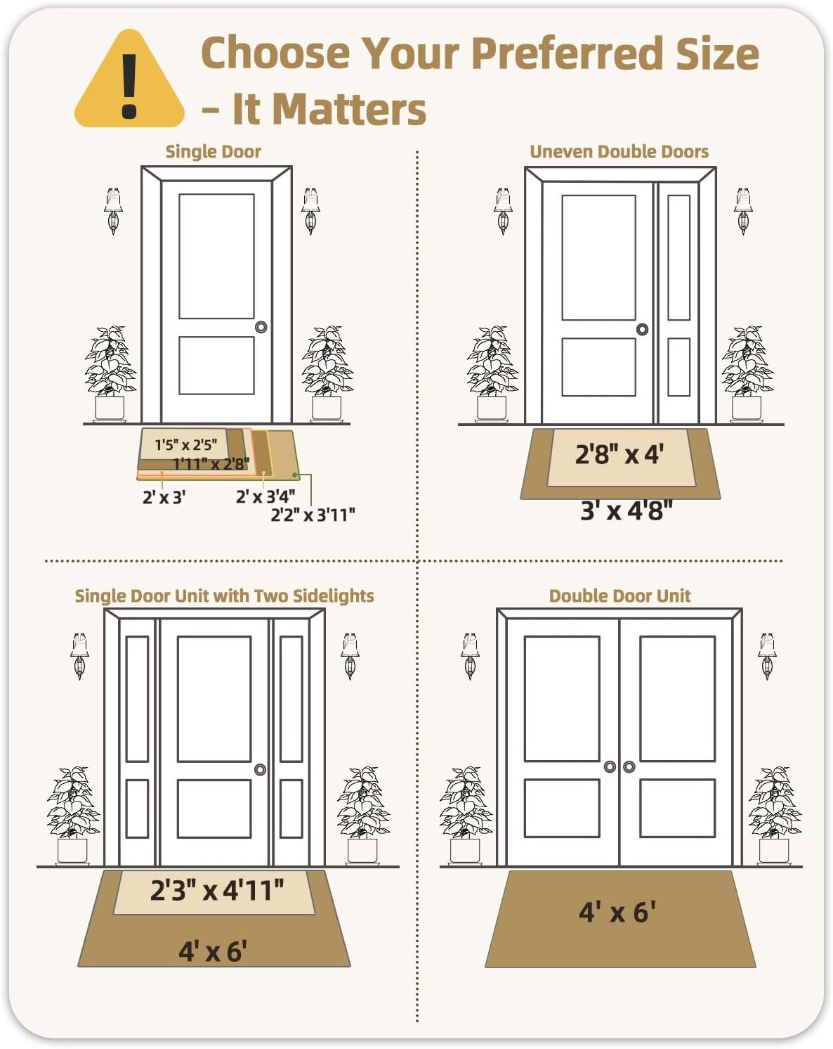Tapete puerta 32x48pulg antiderrap caqui