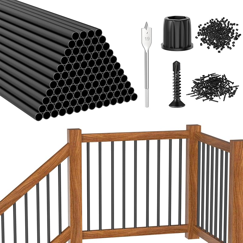 100 Balaustres Redondos Aluminio Negro 3/4pulg Cubierta