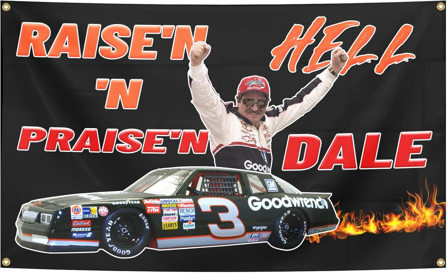 Bandera Dale Earnhardt tapiz duradero 3x5pulg con ojales latón