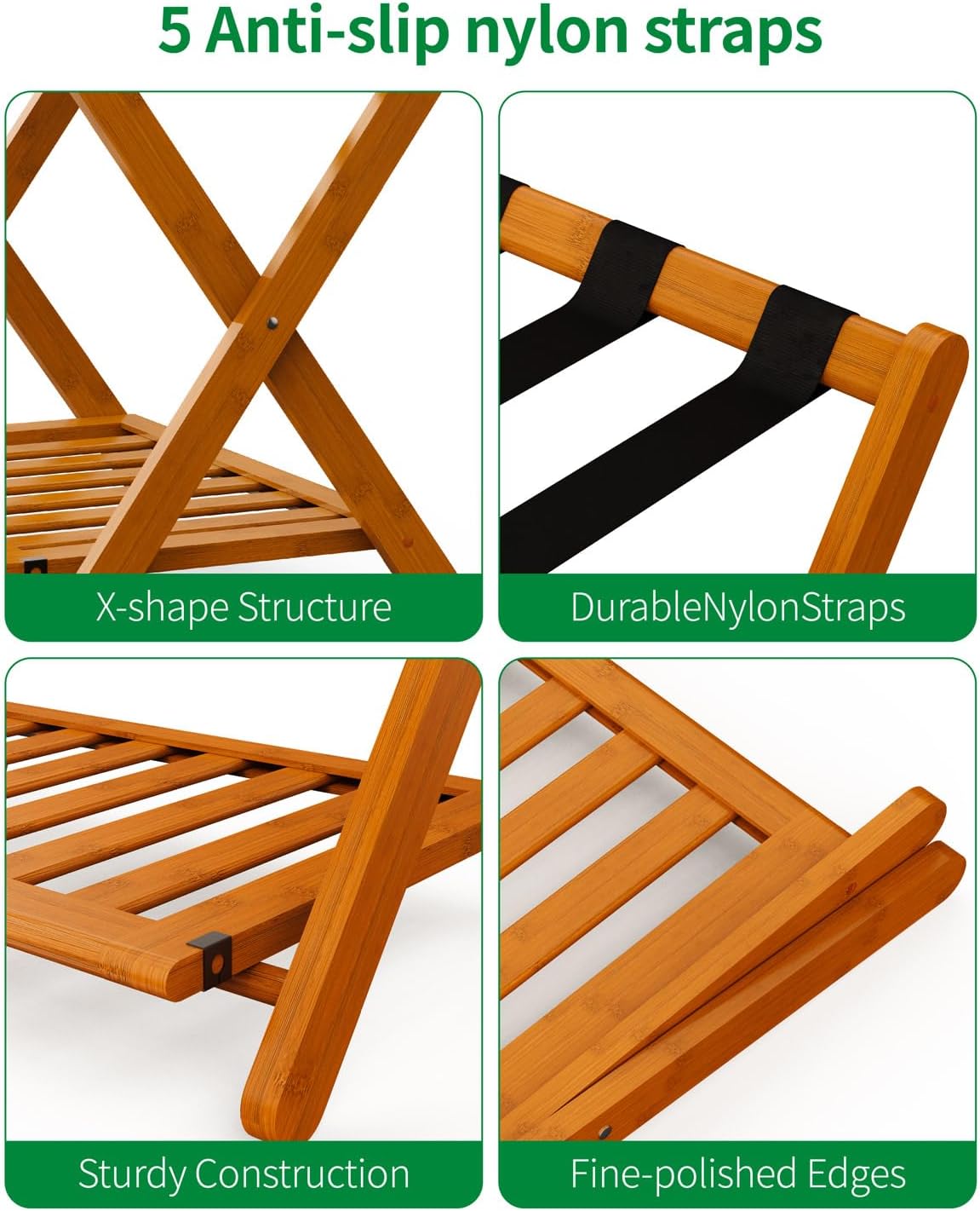 Portaequipajes plegable 5 correas nailon capacidad 200lb