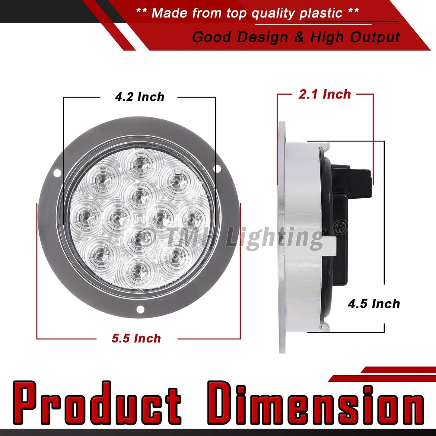 4 Luces traseras redondas 4" lente ámbar 12LED bisel cromado