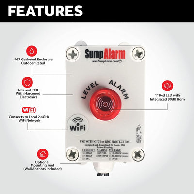 Sensor agua WiFi alarma con bomba 10 interruptores
