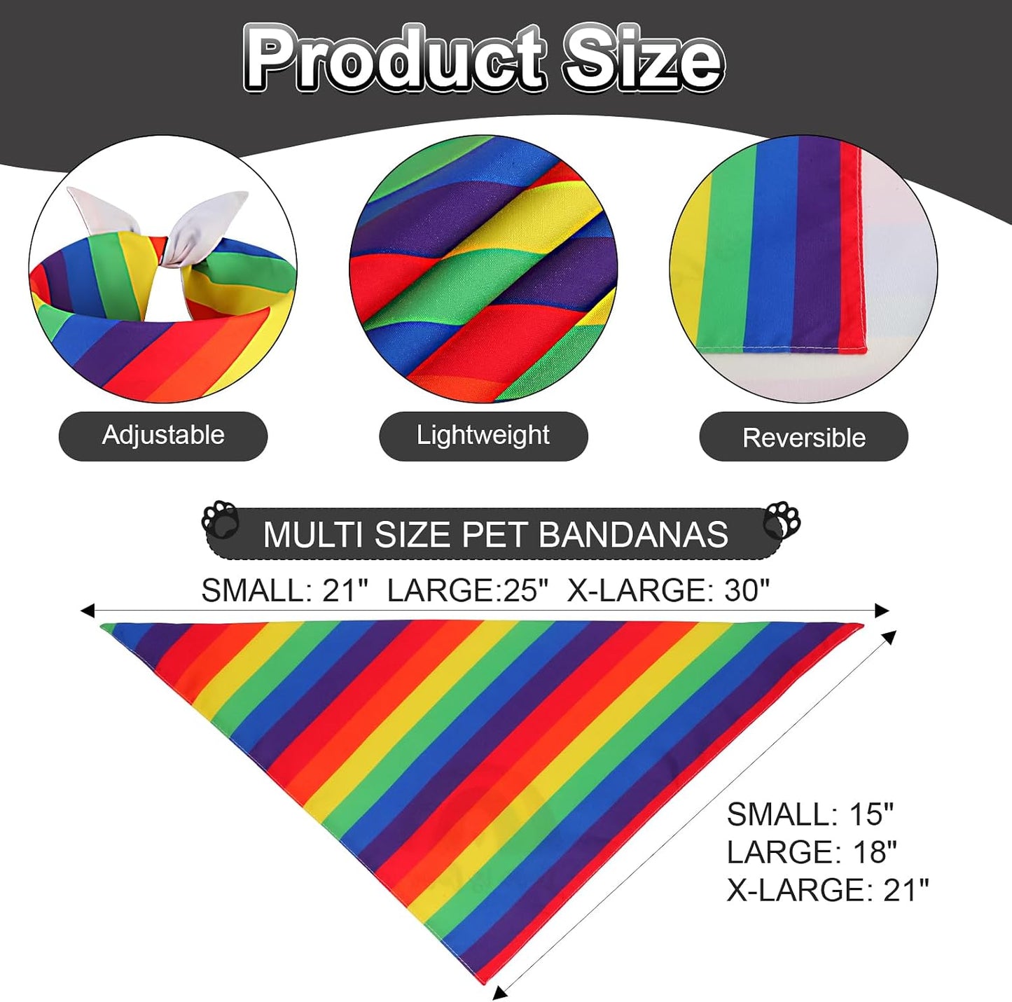 Bufanda arcoíris para cachorros triangular reversible