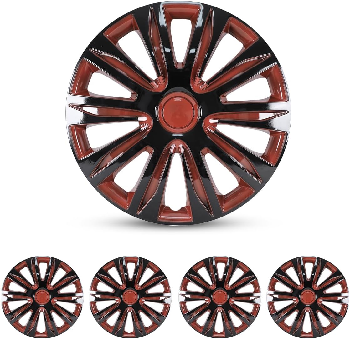 Tapacubos universales R16 16" ABS 4 Pzas laca negra y roja