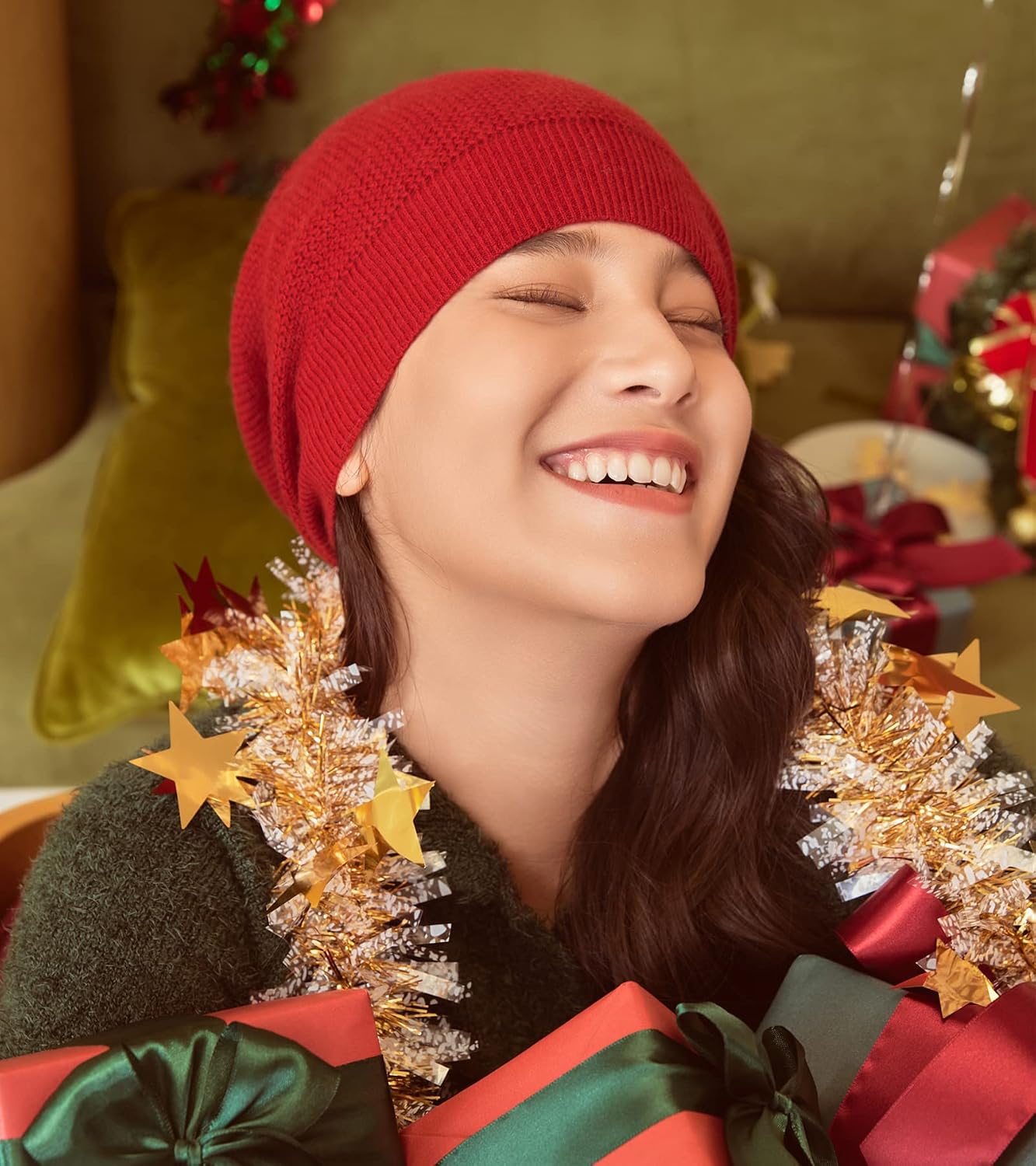 Gorro cachemira mujer gran tamaño caja regalo