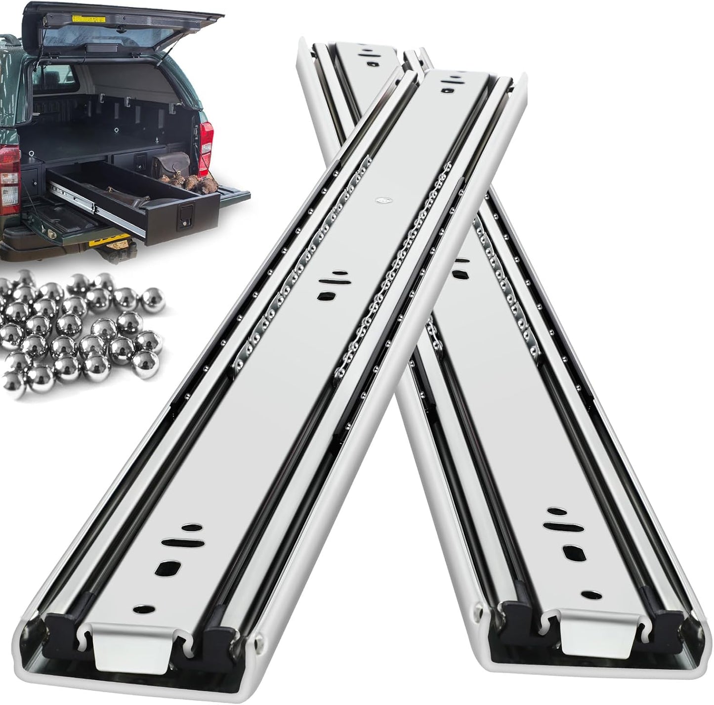 Guías corredera cajón metal 150lbs extensión completa