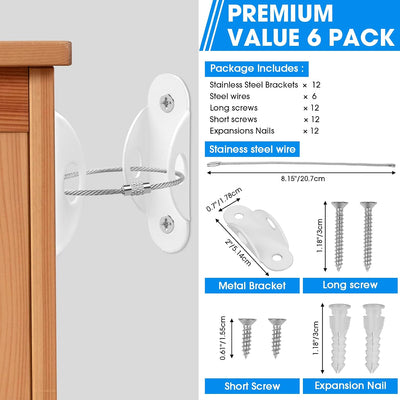 6 Anclajes antipunta para muebles a prueba de bebés