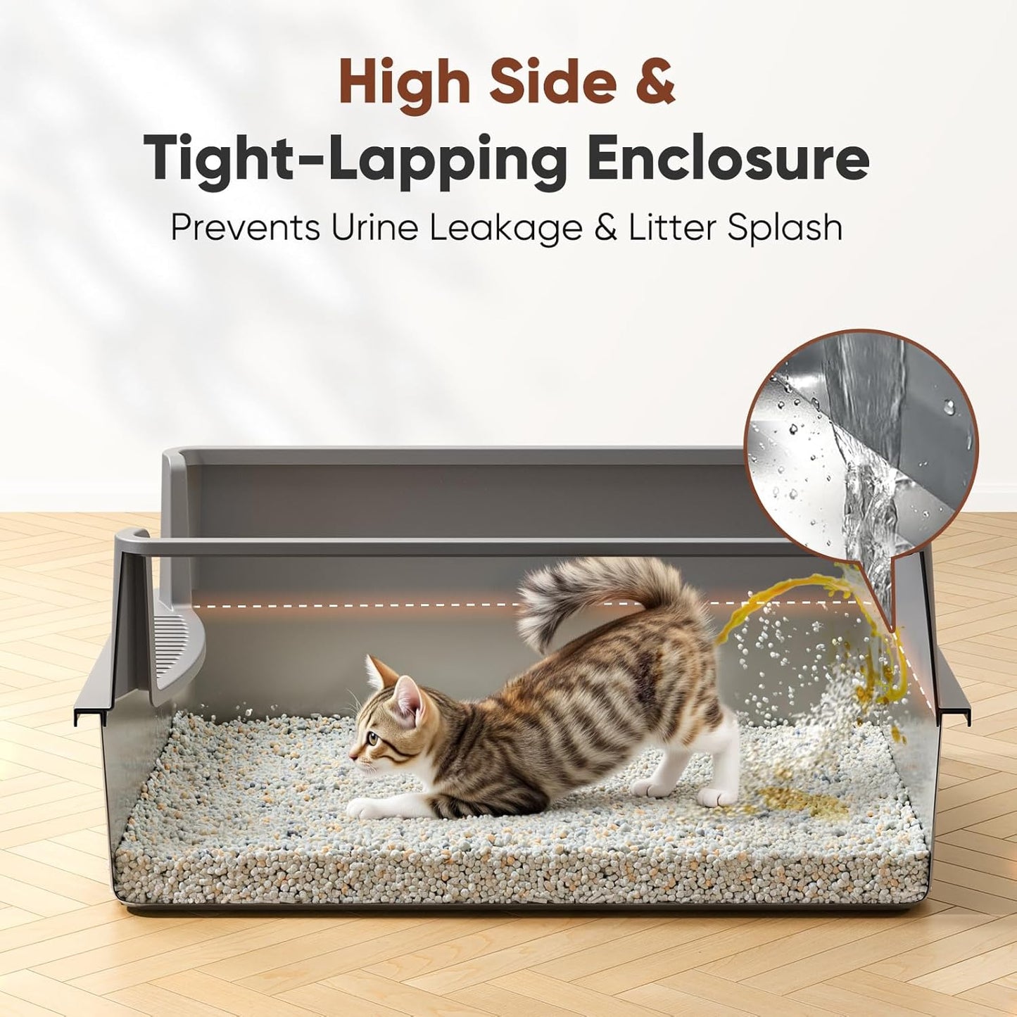 Caja arena acero inox 28x20x12 pulg para gatos grandes